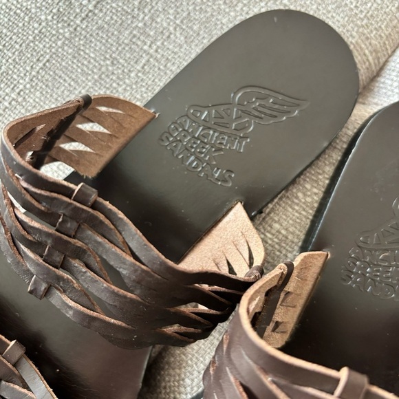 ANCIENT GREEK SANDALS Melia Meliva Woven Brown‎ Toe Slip On Leather 39 - Picture 6 of 10